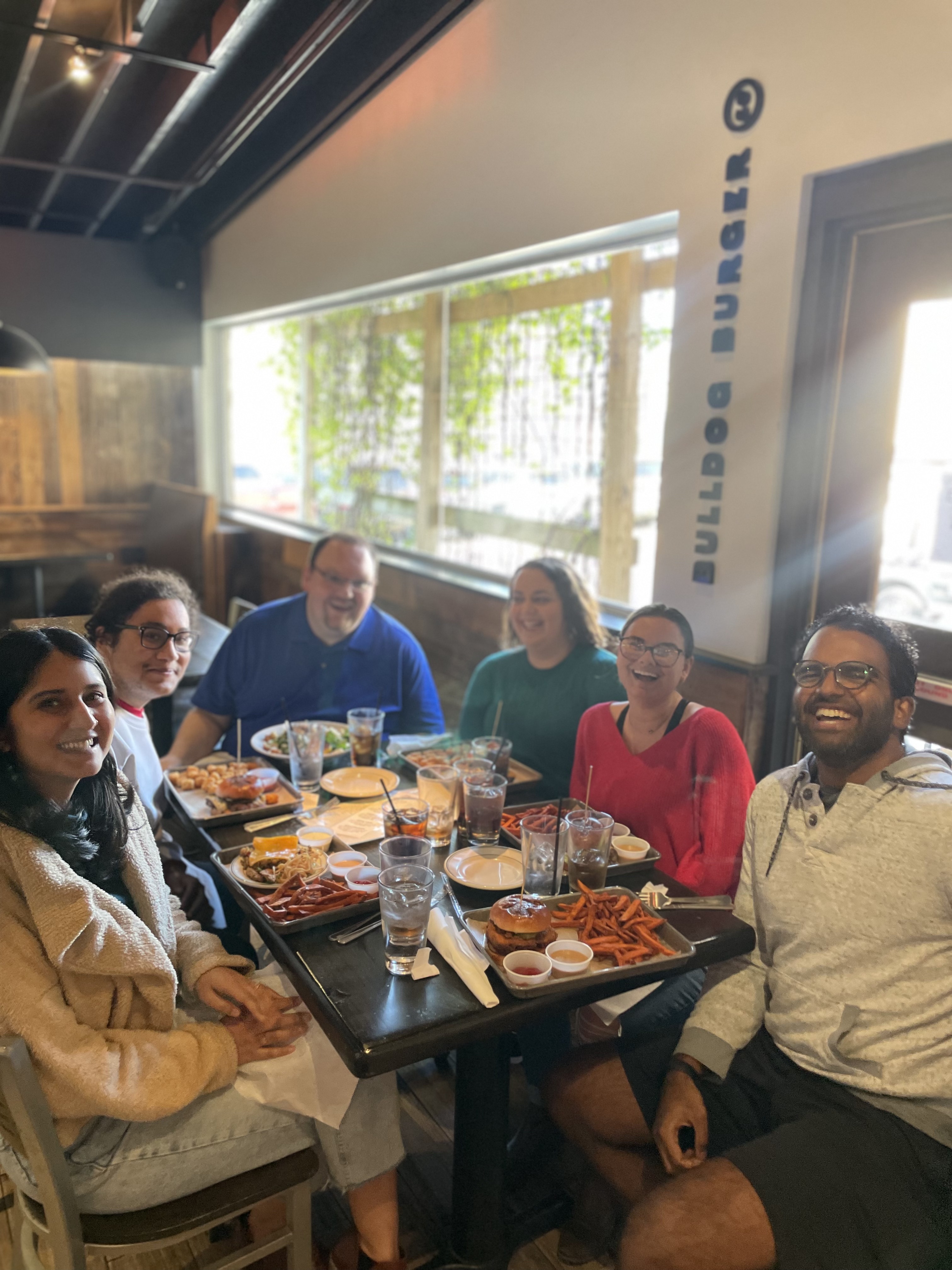 Lab lunch outing at Bulldog Burger